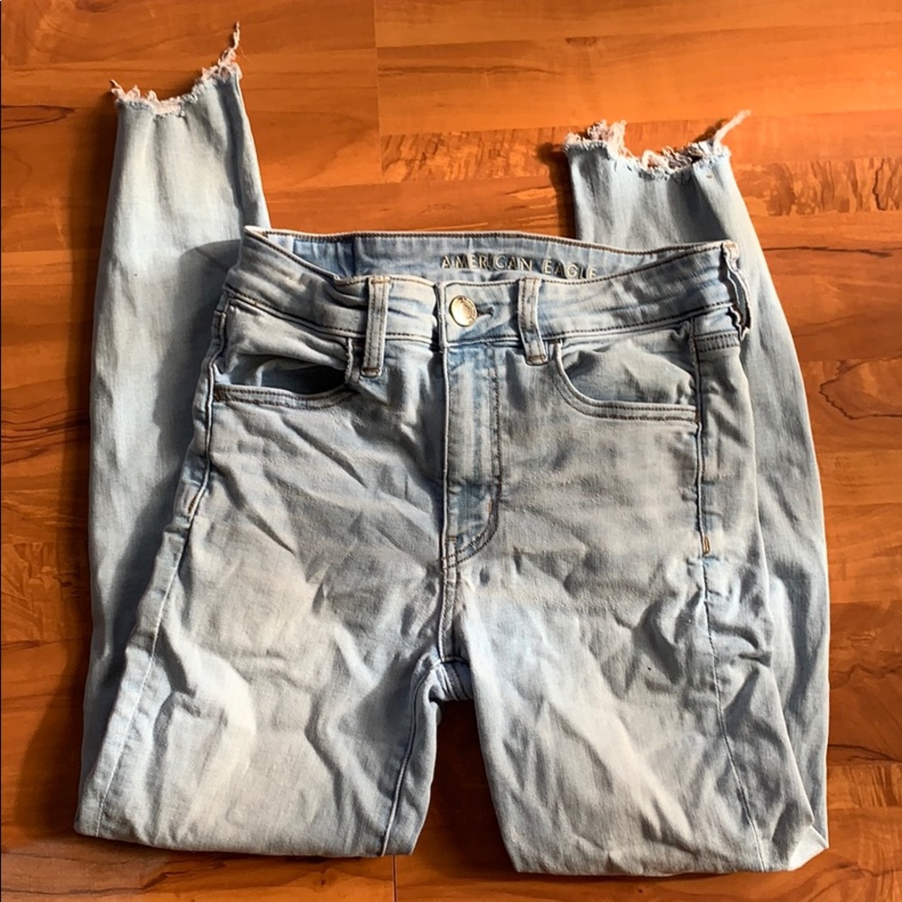 hi-rise jeggings with rips